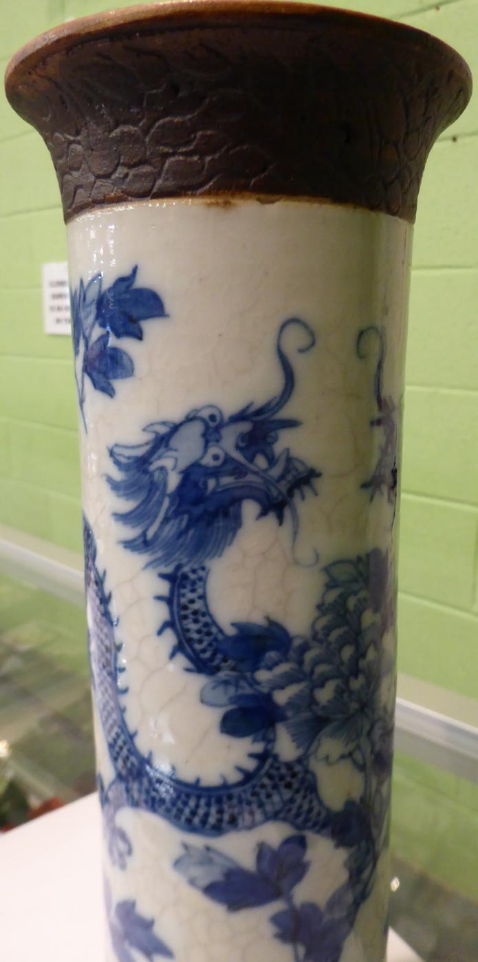 Six Chinese crackle glazed vases 20th century. Each with firing flaws. - Image 7 of 9