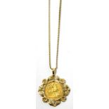 An 1889 sovereign full mount pendant