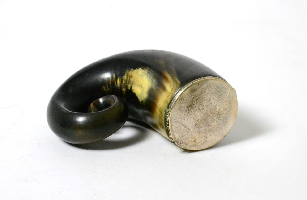 A Snuff mull with white metal hinged lid