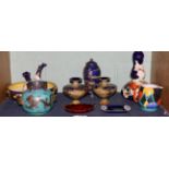 A quantity of decorative ceramics including, a pair of Royal Doulton vases, Carlton Ware, etc