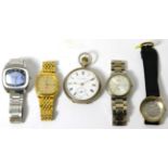 A Tissot Seastar wristwatch, an Omega plated wristwatch, an Omega Seamaster steel case, Seiko