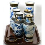 Six Chinese crackle glazed vases 20th century. Each with firing flaws.