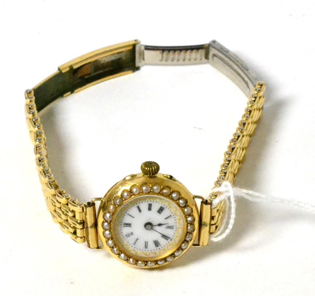 A Continental 14K lady's wristwatch with enamel dial