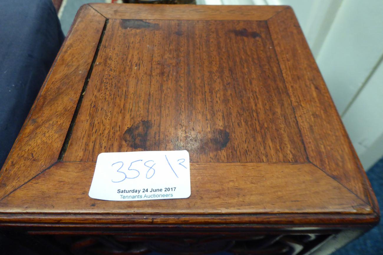 A small Chinese hardwood pot stand, 19th century, and another low hardwood stand - Image 5 of 5