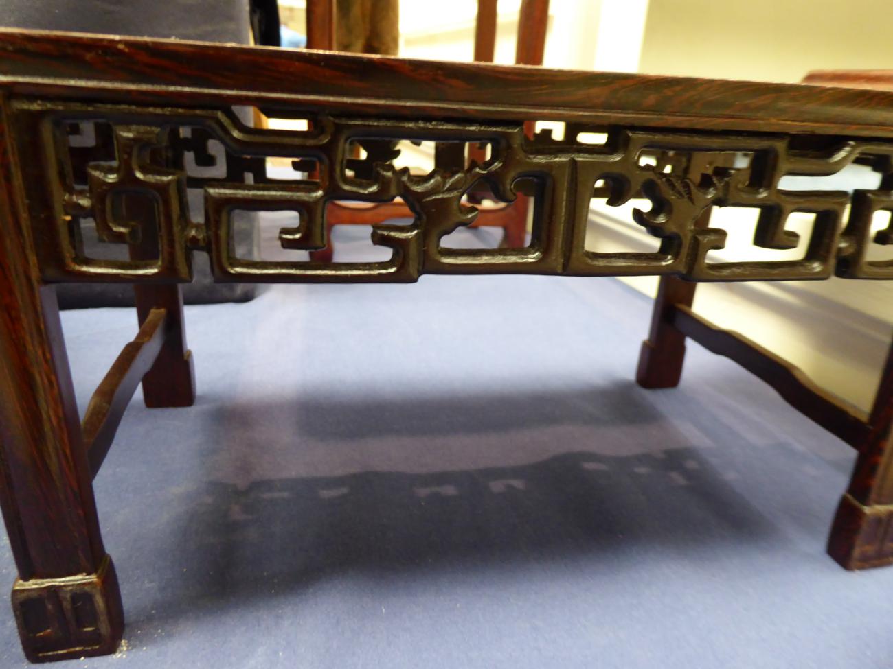 A small Chinese hardwood pot stand, 19th century, and another low hardwood stand - Image 3 of 5