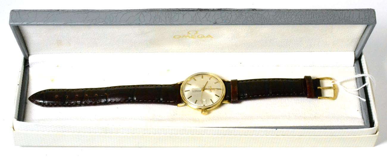 A gold plated wristwatch, signed Omega, case back with presentation inscription ''30 Years Service