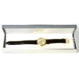 A gold plated wristwatch, signed Omega, case back with presentation inscription ''30 Years Service