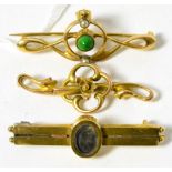 Murrle Bennett & Co brooch (a.f.) and two other brooches9.96g gross