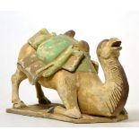 A Chinese terracotta model of a seated camel, 19th century