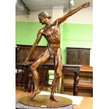 Robin Buick (b.1940) a male nude figure dancing, signed, numbered 1/9 and dated (19)96, bronze, 86cm