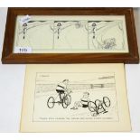 Of cycling interest, Johnny Helms (20th century), two original pen and ink cartoons, one dated