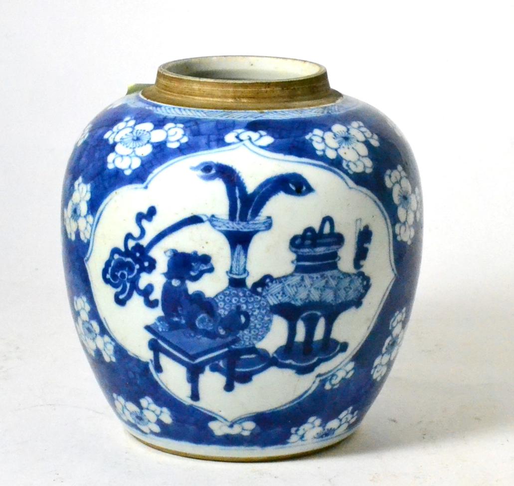 Chinese blue and white jar Generally good condition