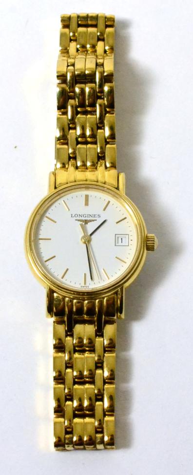 A Longines gold plated wristwatch