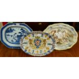 An early 19th century Chinese porcelain blue and white drainer plate; Minton pottery plate painted