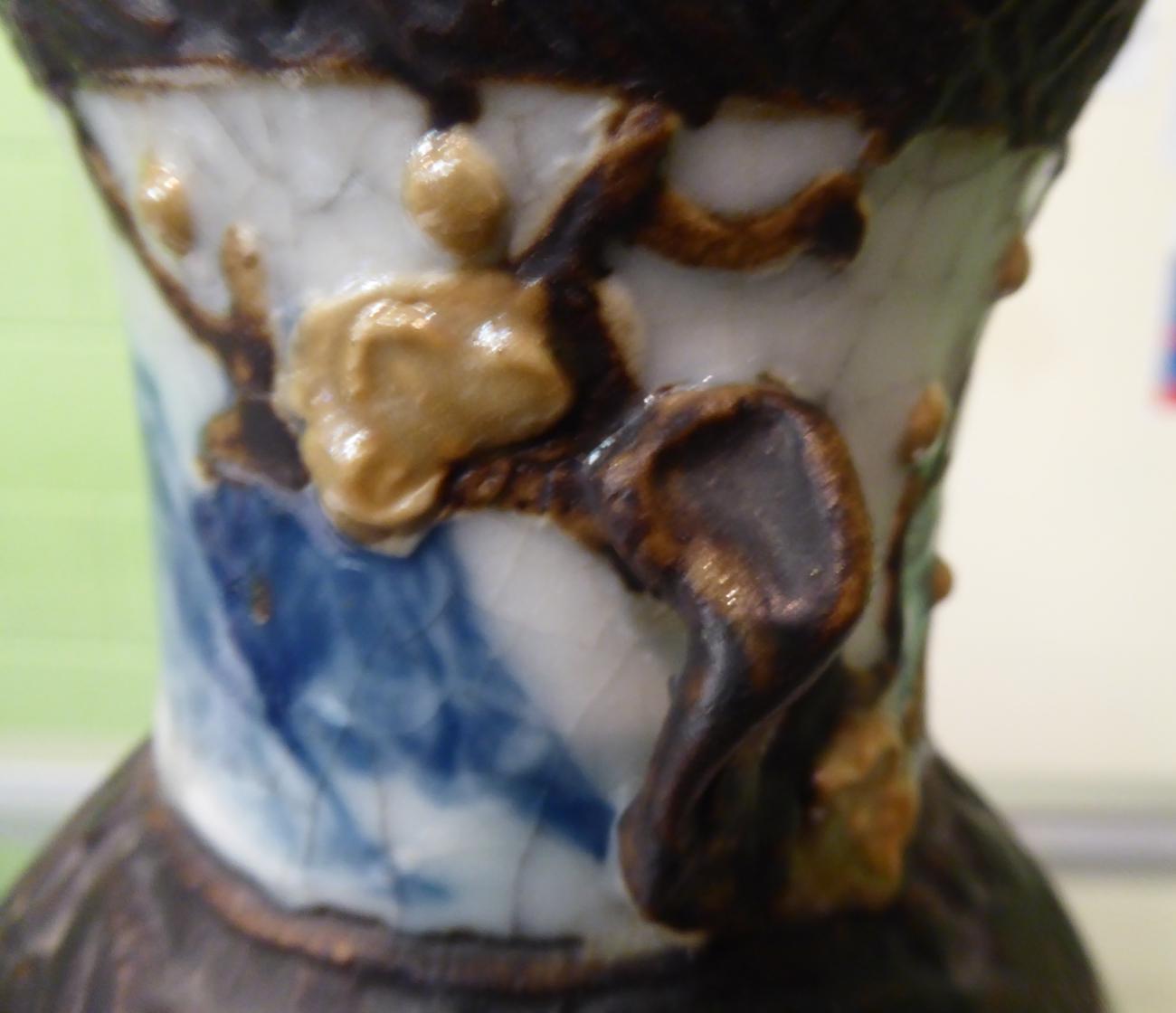 Six Chinese crackle glazed vases 20th century. Each with firing flaws. - Image 6 of 9