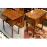 A pair of 19th century walnut bedside tables