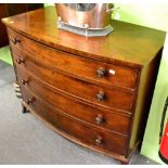 A George III mahogany bow fronted four height chest of drawers