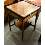 A late Victorian envelope card table in marquetry and rosewood, stamped Maple & Co