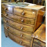 A 19th century bow fronted mahogany chest of drawers