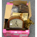 Assorted items including a mantel clock signed Munsey & Co, Cambridge; a clock movement; Kodak no.3;