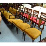 Edwardian seven piece inlaid rosewood salon suite