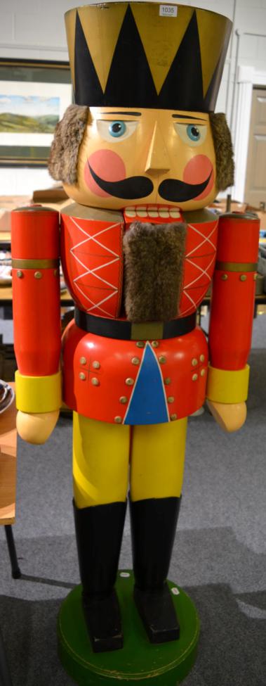 A full size wooden soldier from the Nutcracker, made in Germany, previously displayed at Christmas