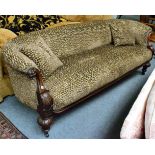 Victorian mahogany framed low Chesterfield sofa re-upholstered in Coalfax & Fowler 'Wilde' fabric