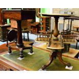 A 19th century parcel gilt burr walnut circular occasional table with gallery cruciform shelf