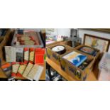 A box of Ordnance Survey maps, a Bryant greenhouse heater, three egg boxes, a hunting print calendar