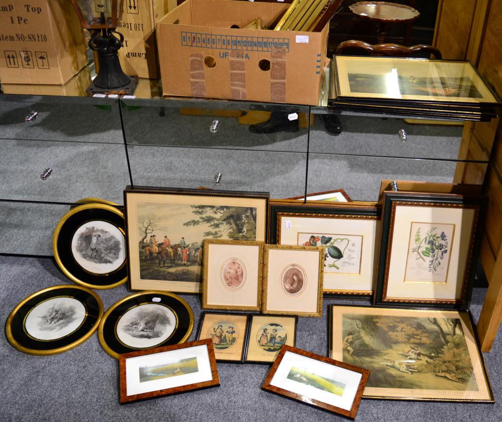 A quantity of framed prints, book plates and similar