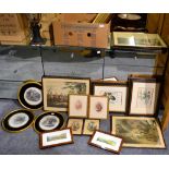 A quantity of framed prints, book plates and similar