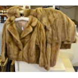 A Henri Bordand light mink fur jacket, another similar and long light mink fur coat