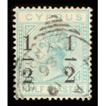 Cyprus. A mint and used collection spanning all reigns. 1886 1/2d on 1/2pi Wmk CC used with 'large 1
