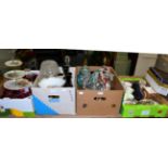 A large collection of assorted ceramics and glass including cranberry glass; Paragon tea ware; cut