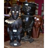 Three 20th century African carved tribal figures (3)