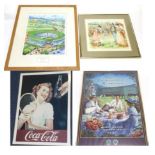 Various Advertising Posters & Photographs including Championship Posters and a set of aerial