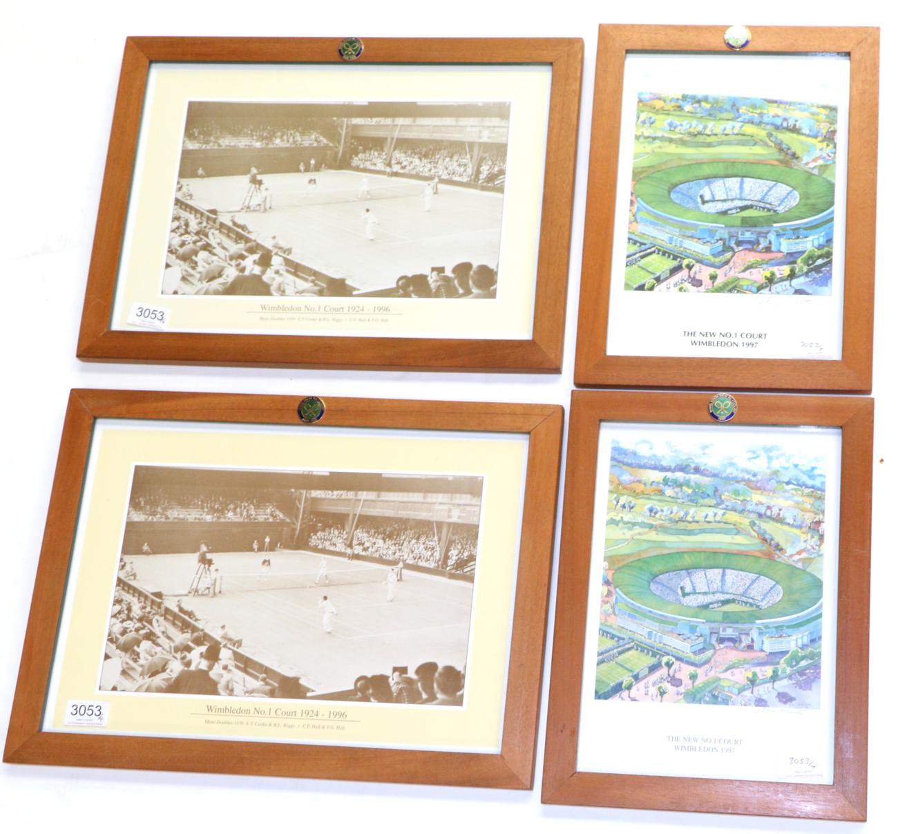 Wimbledon Four Prints two 'The New No.1 Court Wimbledon 1997' one signed by Peter Walton, and two