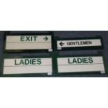 Wimbledon Overhead Enamel Signage two 'Ladies' and one 'Exit' each 20x8'', 50x20cm and 'Gentlemen'