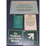 Wimbledon Museum Signage including wooden sign 'Posters - Magazines - Postcards' (damaged) two piece