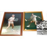 Signed Cut Out Card Photograph Of Pat Cash together with a large signed photograph of Boris Becker