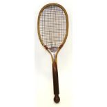 Real Tennis Racket By G G B & Co. (London) wooden frame marked 'The Tournament 3' and '13'