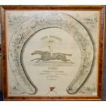 A Threadwork Commemorating Kisber, Winner of the Derby, 1876 depicting the horse surrounded by a