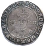 Edward VI Shilling, third period fine silver issue (1551-1553) MM tun; obv. facing bust with