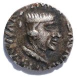 India, Silver Drachm of King Nahapana (Western Satraps), circa 53-99AD; obv. bust of King & Greek