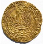 Edward III, Gold Half Noble, Treaty Period (1361-1369), MM cross potent, London Mint; obv. EDWARD