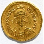 Roman Imperial, Gold Solidus of Honorius (AD 393-423), obv. D N HONORIVS P F AVG around helmeted &