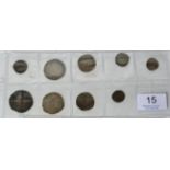 9 x English Hammered Silver Coins comprising: Edward I penny London Mint, full round flan, AVF;