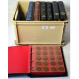 A Collection of 870 x Foreign Coins in 4 x albums, together with a collection of UK coins in 3 x