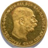 Austria, Restrike Gold 100 Corona 1915, 33.94g, .900 gold, EF/GEF
