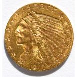 USA Gold 2½ Dollars 1911 'Indian Head,' 4.18g, .900 gold, minor contact marks VF/GVF